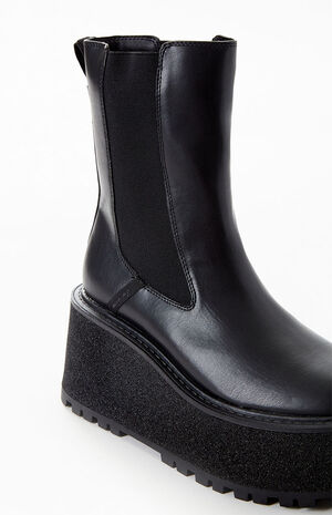 Women's Black Susan Faux Leather Lug Sole Chelsea Boots image number 6