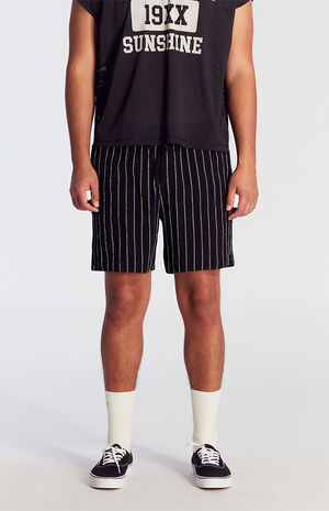 Black Stripe Linen Shorts image number 2