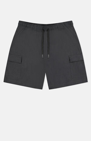 Black Linen Utility Cargo Shorts image number 1