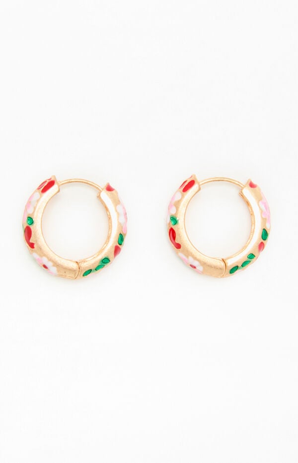 LA Hearts Floral Hoop Earrings