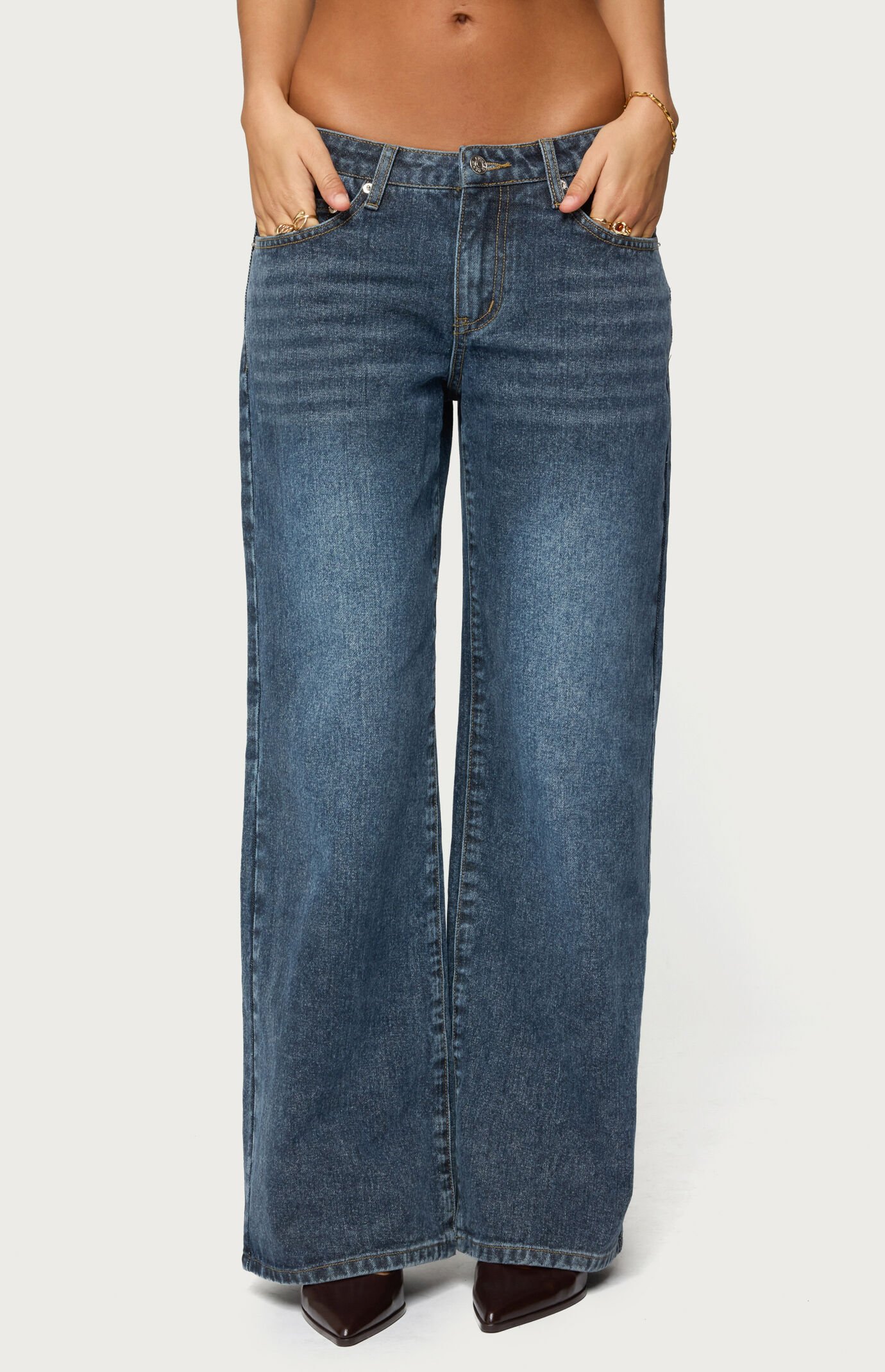 Edikted 1980 Leopard Patch Low Rise Jeans