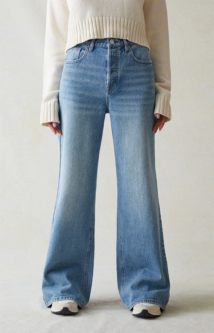 デニム・ジーパン HIGH COVER DENIM PANTS MEDIUM BLUE Pacsun Eco Medium Blue High Waisted Straight Leg Jeans | PacSun