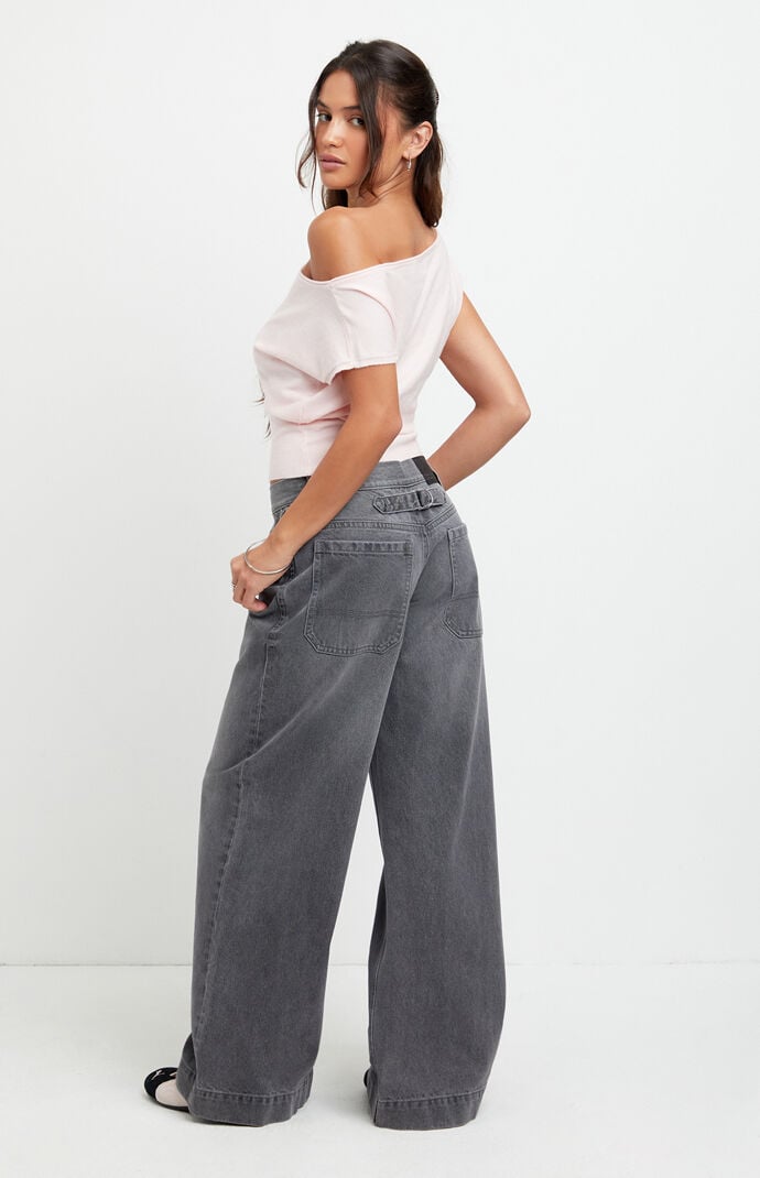 Pacsun Sloane Low Rise Ultra Baggy Jeans Back Tab Gray