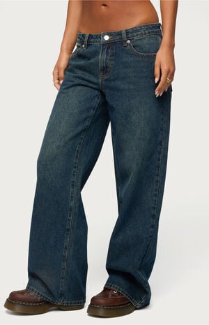 Raelynn Washed Low Rise Baggy Jeans image number 2