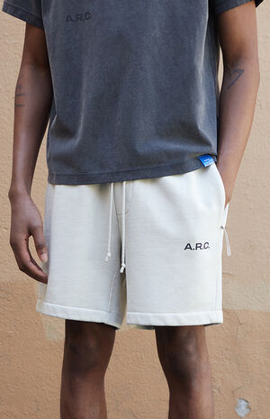 Cream Vintage Wash Heavyweight Fleece Sweat Shorts image number 5