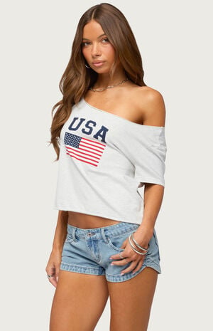 USA Babe Off-The-Shoulder T-Shirt image number 2