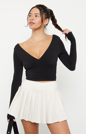 Active Black V Surplice Long Sleeve Top image number 2