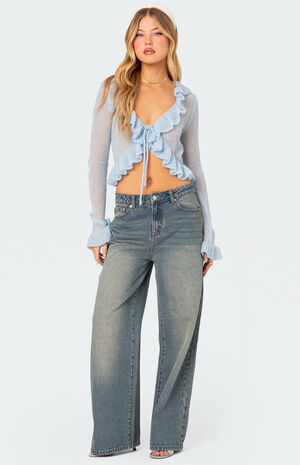 Ryleigh Ruffled Tie Front Cardigan image number 5