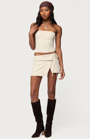 Selena Asymmetric Wrap Mini Skirt image number 4