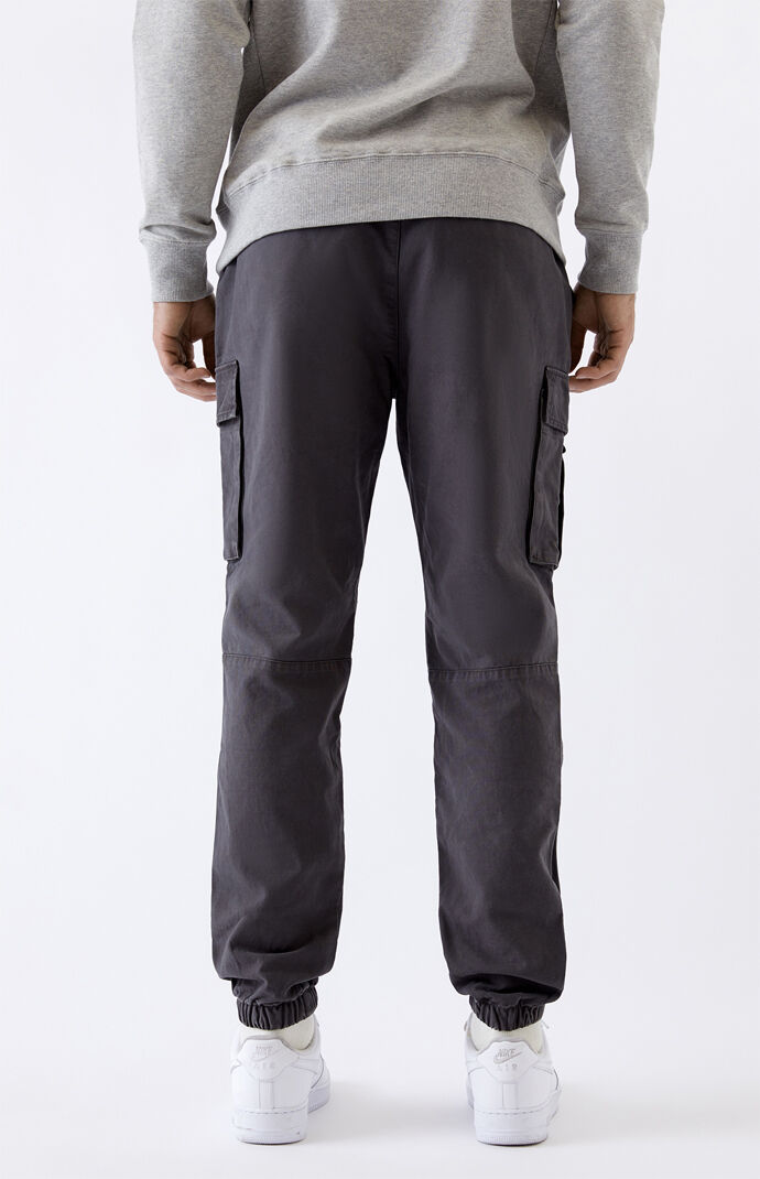 Washed Black Slim Cargo Jogger Pants