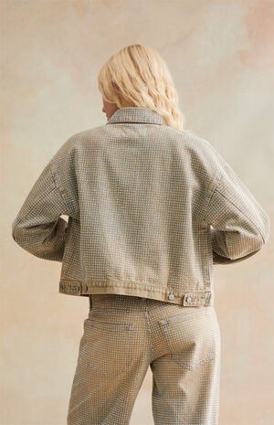 Rhinestone Denim Cropped Gas Jacket image number 4