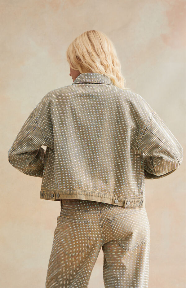 RARE DNM EDIT Rhinestone Denim Cropped Gas Jacket