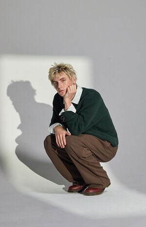 by Pacsun Kane Baggy Trousers Stretch Pleated Brown image number 1