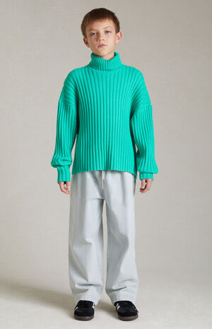 Kids Mint Leaf Turtleneck Sweater image number 5