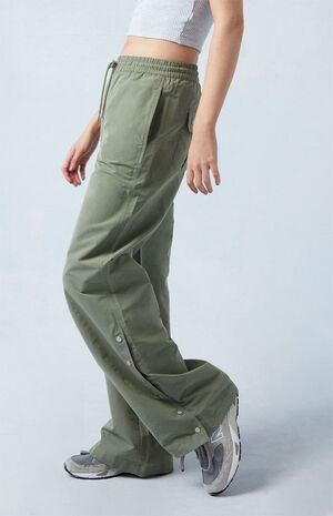 Olive Tearaway Low Rise Wide Leg Cargo Pants image number 3