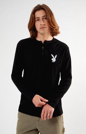 Playboy By PacSun Logo Collar Long Sleeve T-Shirt