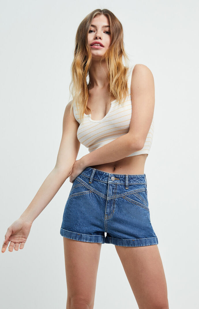 hopper patch denim shorts