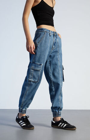 Medium Blue Cargo Joggers image number 3