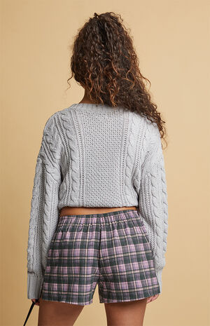 Green & Pink Flannel Boxer Shorts image number 5