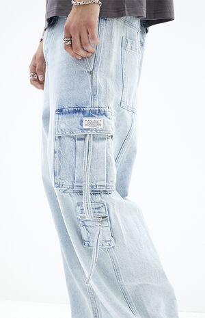 Light Indigo Baggy Cargo Jeans image number 2
