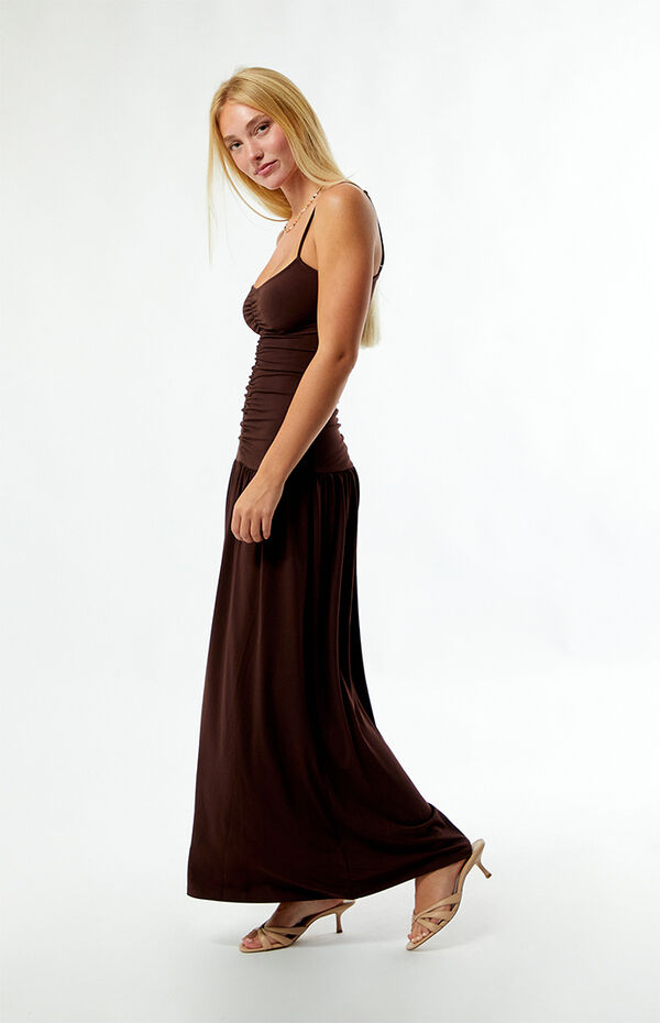 ruched front scoop maxi dress in vibrant red WeWoreWhat