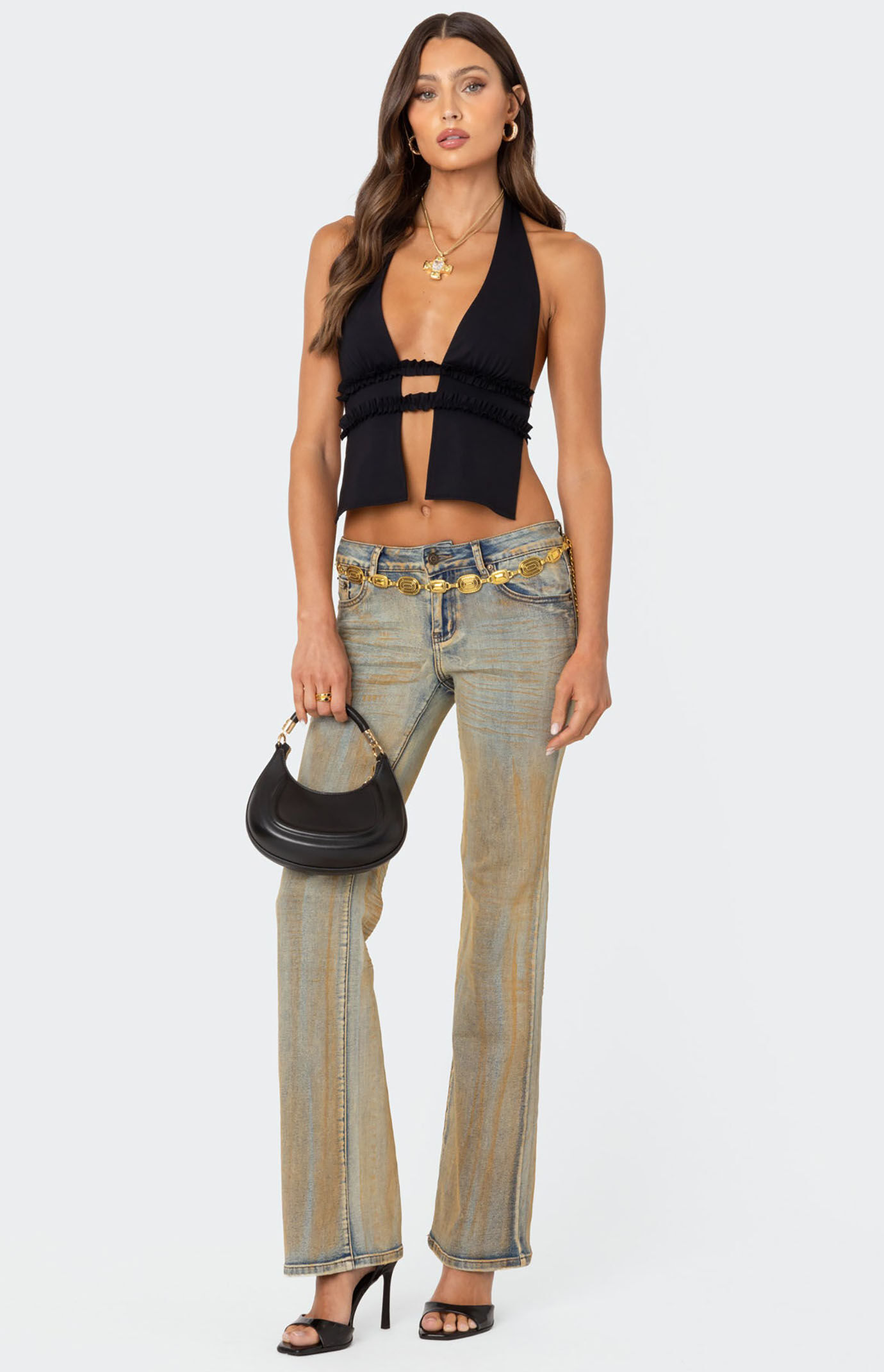 Hysterics Death Disco タンクトップ Edikted Luma Split Front Backless Halter Top | Pacsun