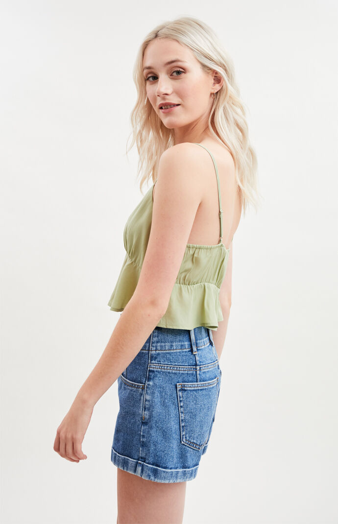 Button Front Cami Tank Top