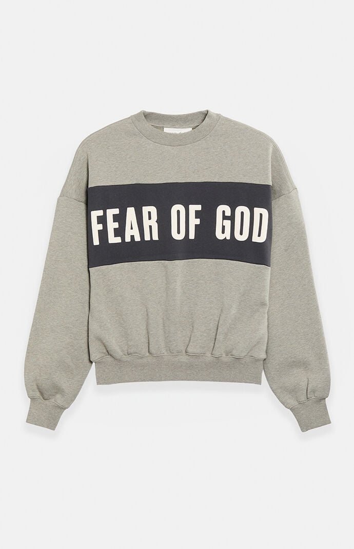 Fear of God Seal Paneled Cropped Relaxed Crew Neck Sweatshirt