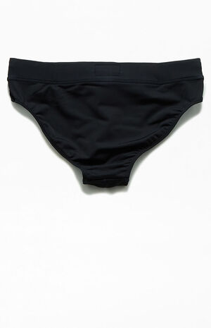 Black Solid Swim Briefs image number 2
