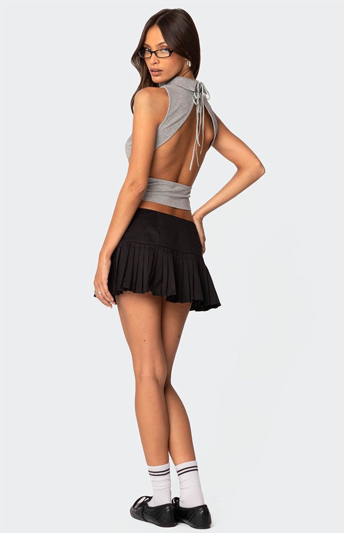 Edikted Mock Neck Open Back Top