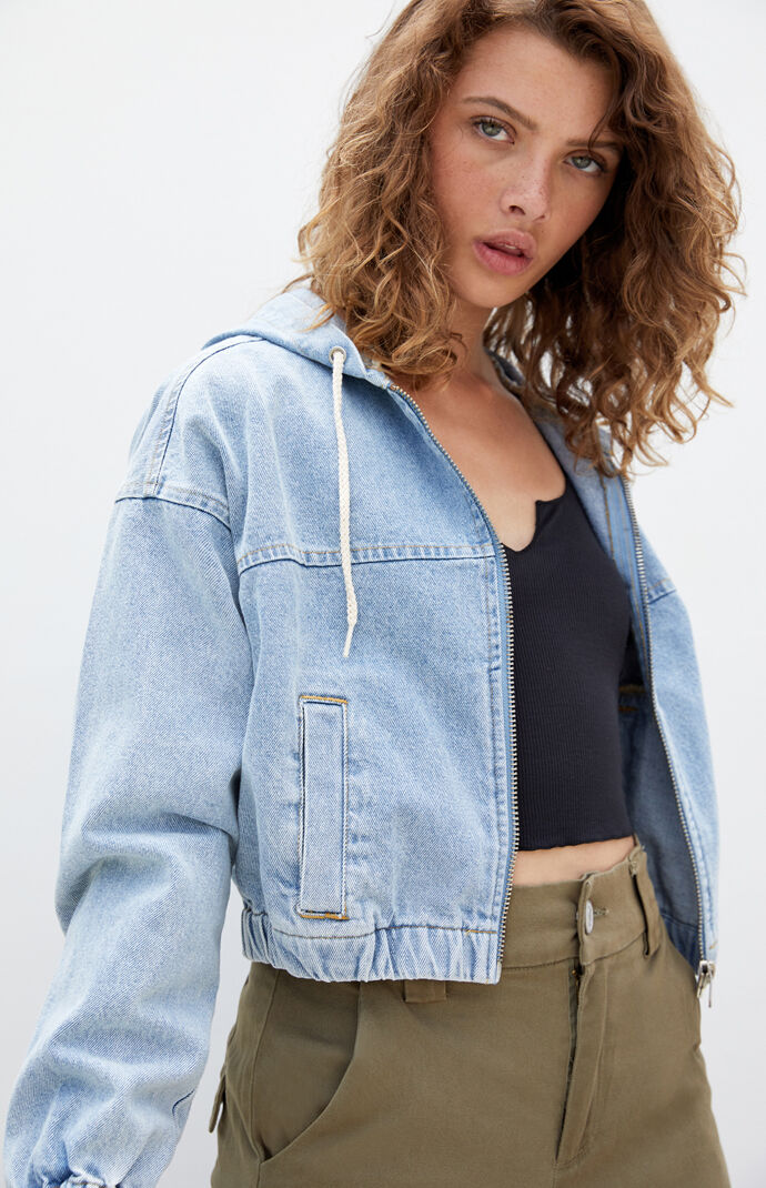 cropped hooded bomber jacket