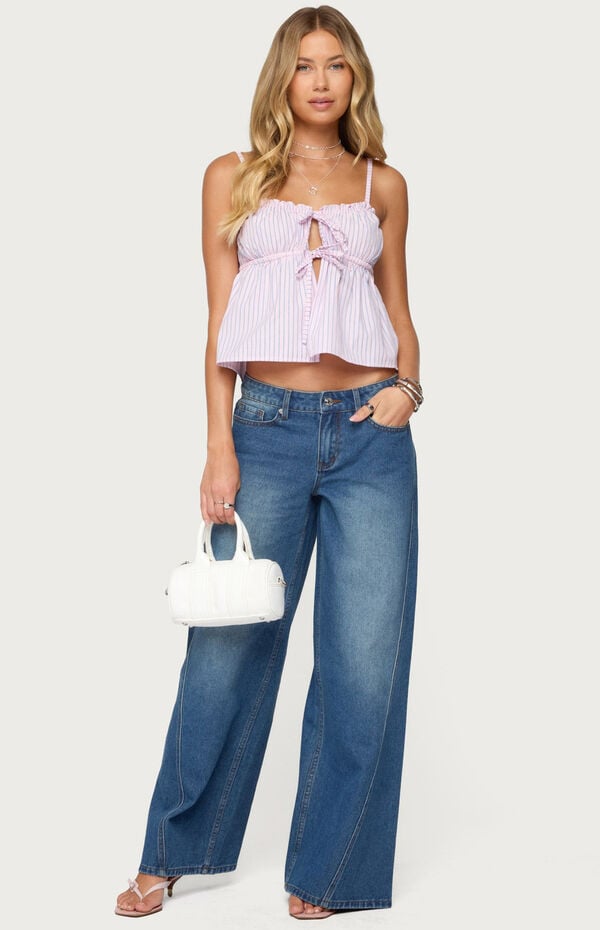Edikted Avenly Striped Tie Front Babydoll Top