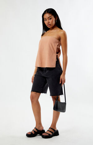 Lace-Up Bow Tube Top image number 1