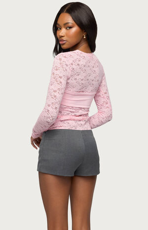 Rosette Bandeau Sheer Lace Top image number 3