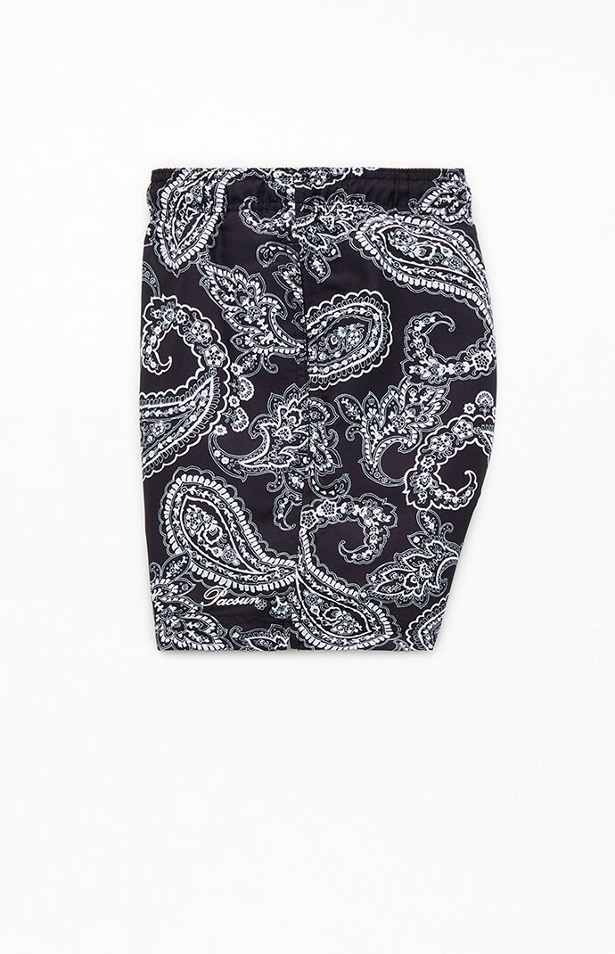 Pacsun Black Paisley AOP 4.5" Swim Trunks