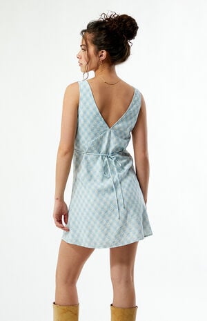 Plaid Deep V Neck Mini Dress image number 4