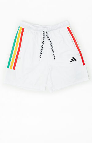 Striped White Mesh Shorts image number 1