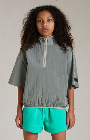 Essentials Seal Crinkle Nylon Half Zip Mock Neck Shirt image number 2
