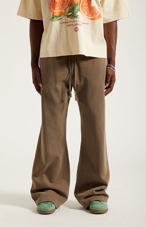 Brown Fleece Baggy Bootcut Sweatpants image number 2