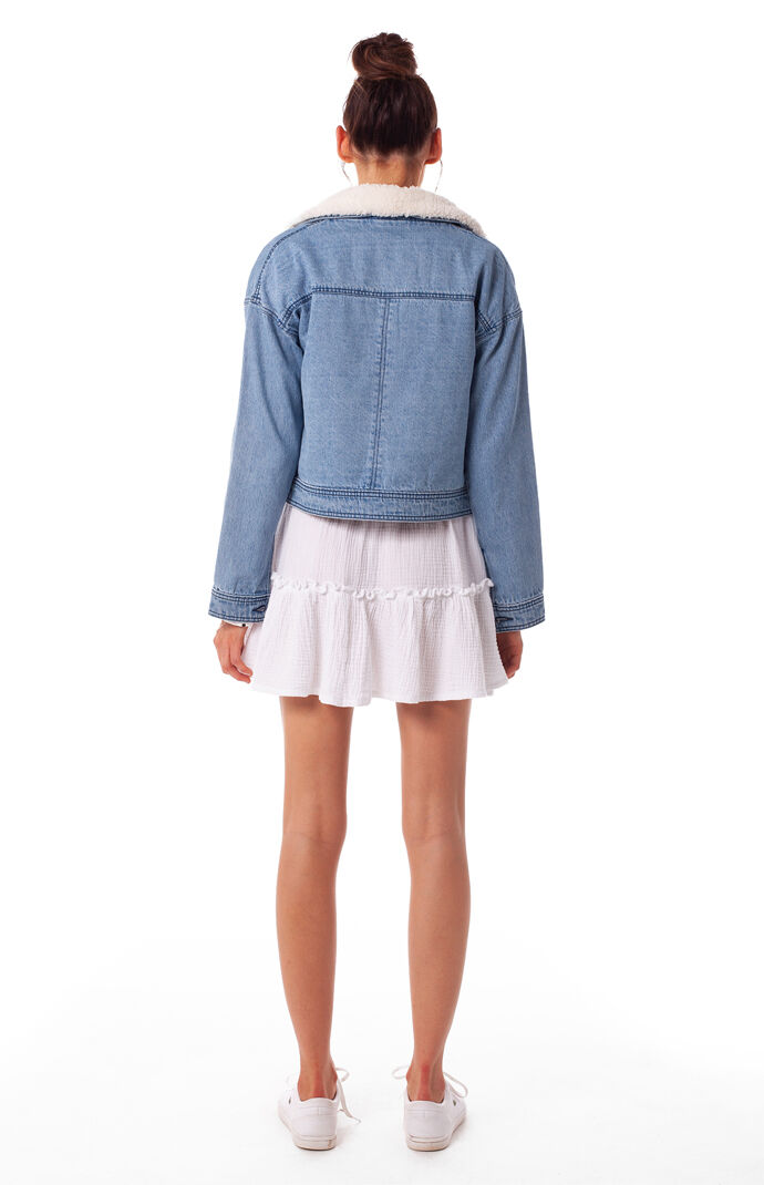 Sherpa Cropped Denim Jacket