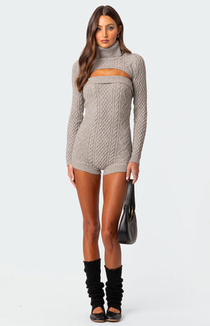 Finnley Two Piece Cable Knit Romper image number 2