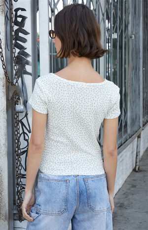 Floral Zelly Pointelle Short Sleeve Top image number 3