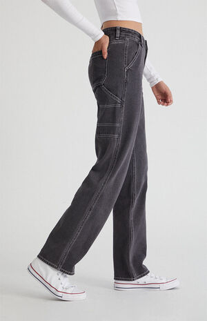 Black Low Rise Carpenter Pants image number 3