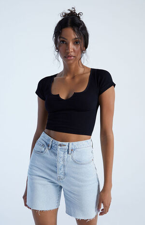 PacCares Seamless Notched Cropped T-Shirt | PacSun