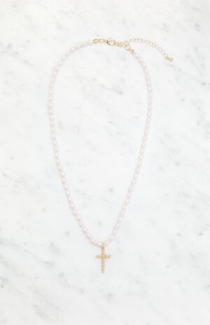 Pearl Cross Necklace image number 1