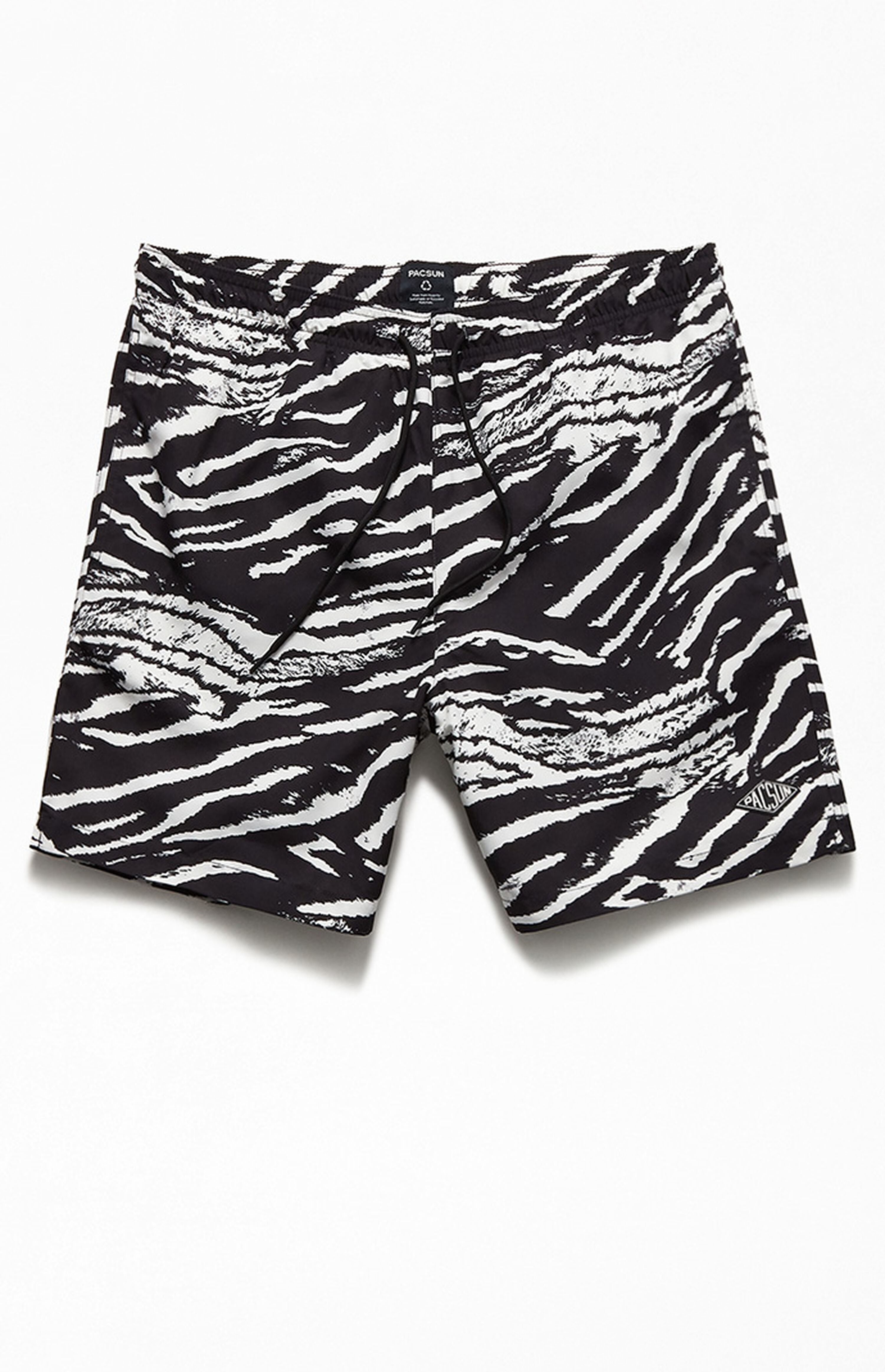 PacSun Recycled Zebra 17" Swim Trunks
