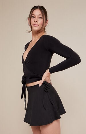 PAC WHISPER Active Black Leila Wrap Mini Skort image number 1