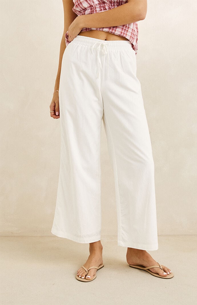 Rhythm Women's Annabelle Lace Trim Beach Pants In White