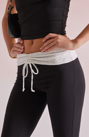 Eyelet Fold-Over Flare Pants image number 5