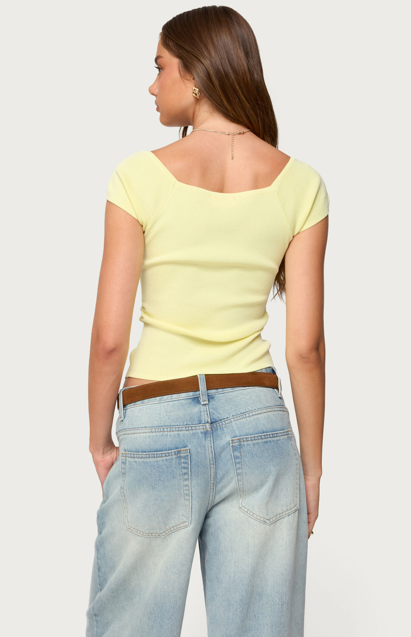 Edikted Lilibet Sweetheart Button Up Top